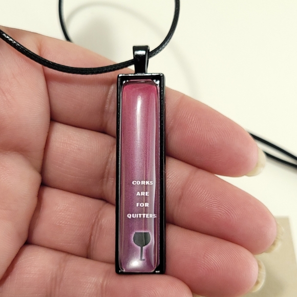 CORKS ARE FOR QUITTERS Vertical Pendant Necklace - Picture 3 of 8